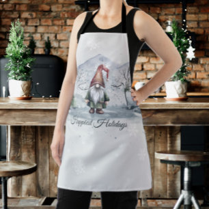 Watercolor Holiday Gnome Apron