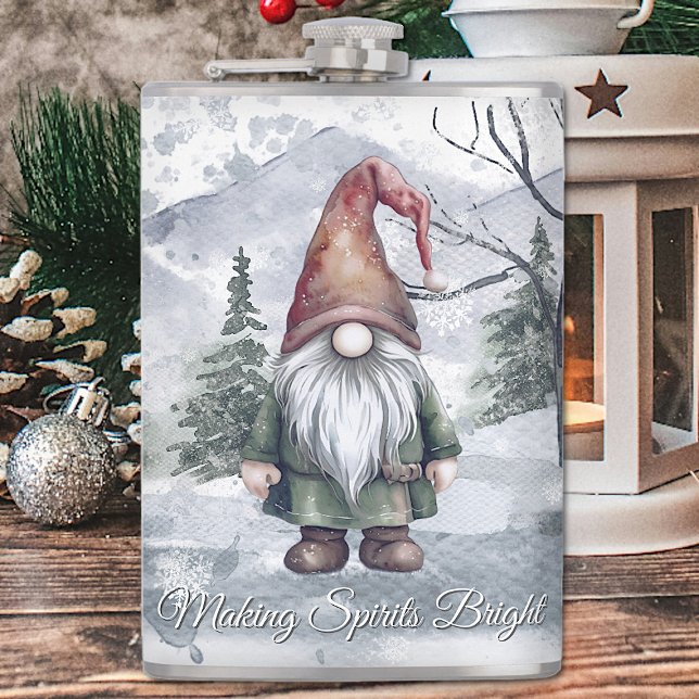 Watercolor Holiday Gnome Flask (Watercolor Holiday Gnome Flask)