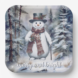 Watercolor Holiday Gnome Paper Plates