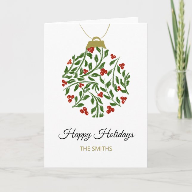 Watercolor Holiday Ornament Card (Front)