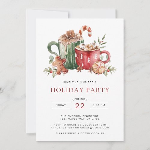 Watercolor Holiday Party Invitation
