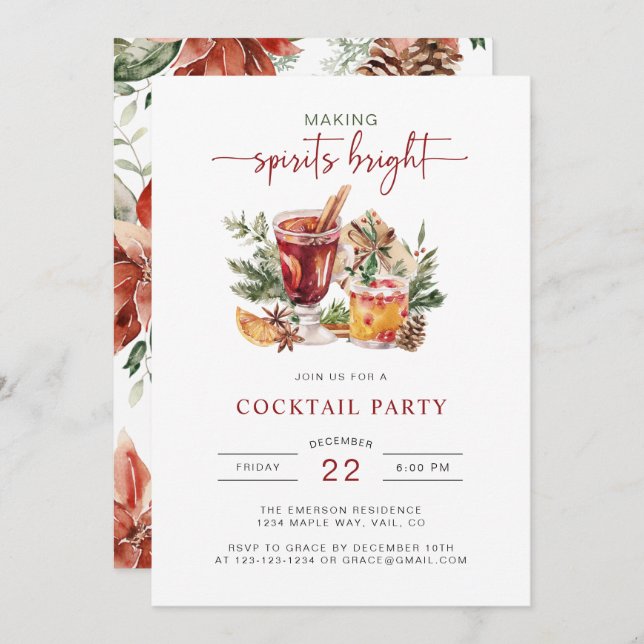 Watercolor Holiday Party Invitation (Front/Back)