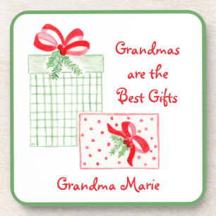 Watercolor Holiday PERSONALIZE Grandma Beverage Coaster