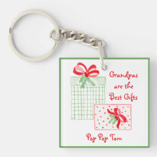 Watercolor Holiday PERSONALIZE Grandpa Acrylic Keychain