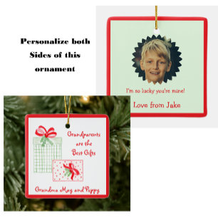 Watercolor Holiday PERSONALIZE Grandparents Best Ceramic Ornament