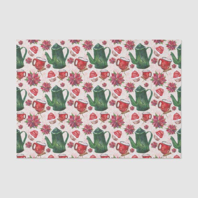 watercolor Holiday Tea Party Tissue Paper (Front)