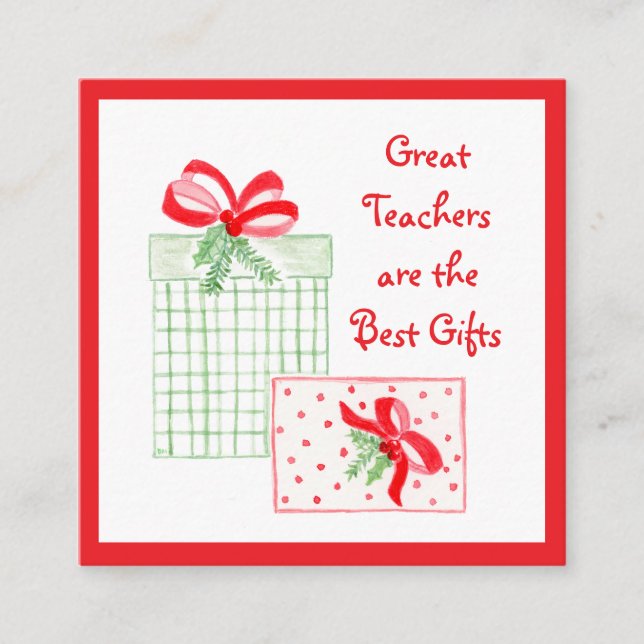 Watercolor Holiday Teachers Best Gifts  Enclosure Card (Front)