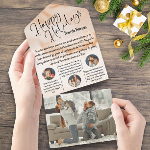 Watercolor Holiday Year Review Family Newsletter All In One Invitation