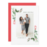 Watercolor Hollies and Greenery Merry Chrismas Holiday Card Watercolor Hollies and Greenery Merry Chrismas Holiday Card