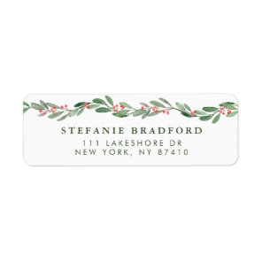 Watercolor Holly and Greenery Garland Holiday Label