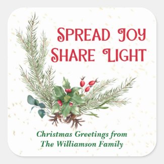 Watercolor Holly Berries Bouquet Christmas