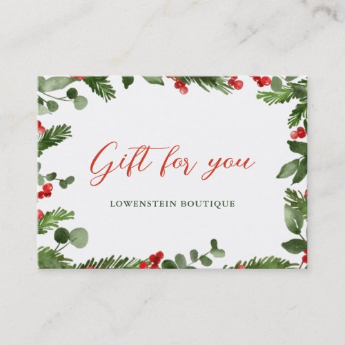 Watercolor Holly Berry Christmas Gift Certificate