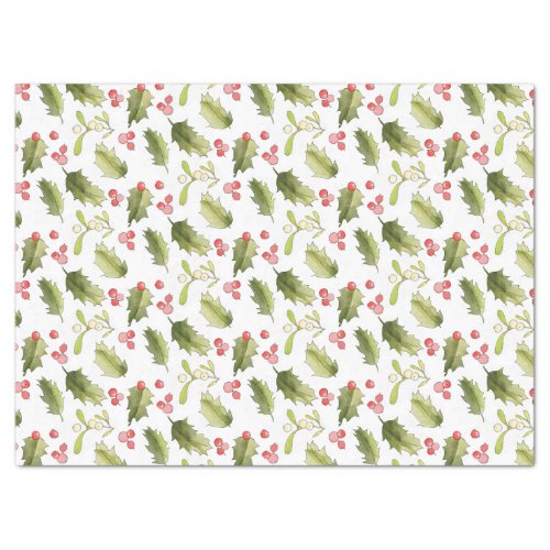 Watercolor Holly Berry Christmas Tissue Paper