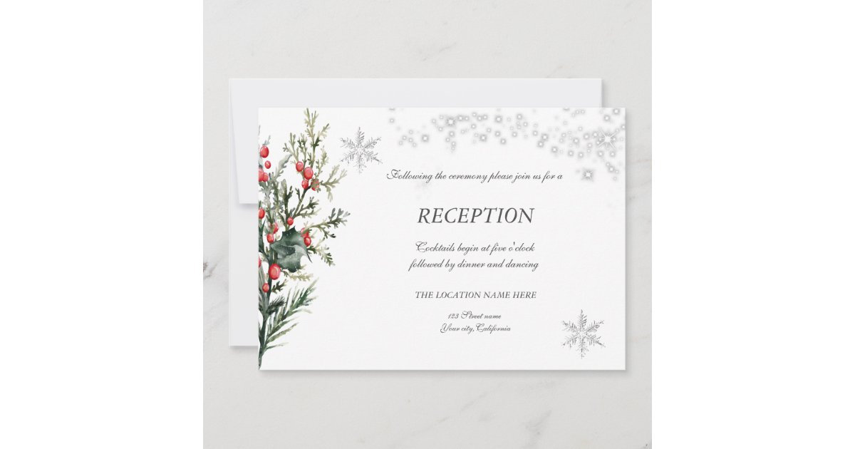 Christmas Wedding Invitation Watercolor Greenery