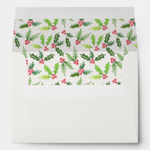 Watercolor Holly Christmas Envelope