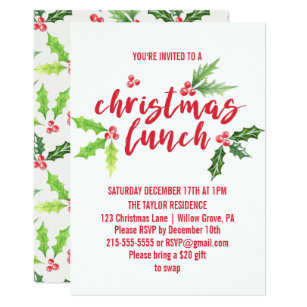 lunch christmas invitations zazzle
