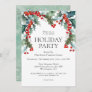 Watercolor Holly Festive Holiday Party Invitation
