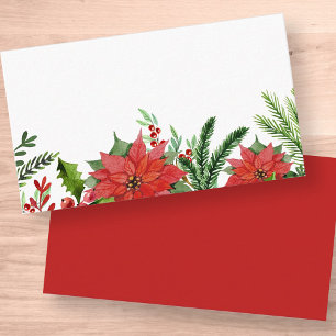 Watercolor Holly Floral Foliage Holiday Place Card