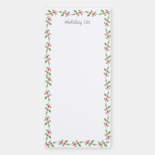 Watercolor Holly Garland Magnetic Notepad