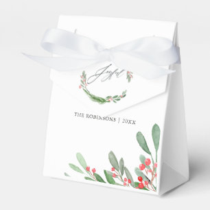Watercolor Holly Jolly Christmas Party Favor Boxes