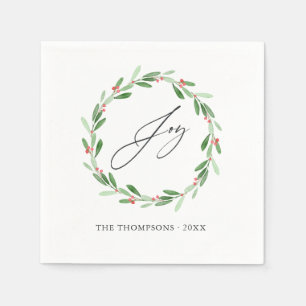 Watercolor Holly Jolly Christmas Party Napkins