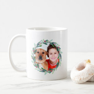 Watercolor Holly Jolly Christmas Photo Coffee Mug