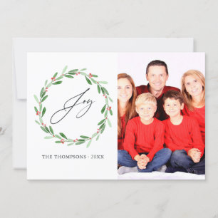 Watercolor Holly Jolly Christmas Photo Holiday Card