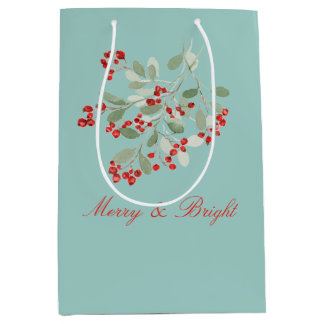 Watercolor Holly Medium Gift Bag