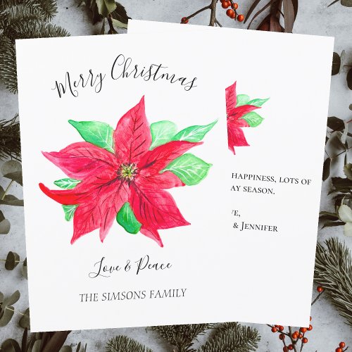 Watercolor Holly Merry Christmas Tree  Holiday Card