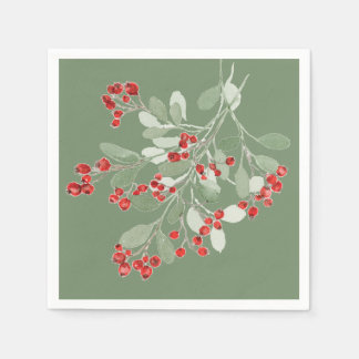 Watercolor Holly  Napkins