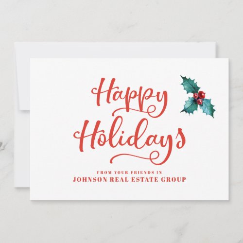 Watercolor Holly Red Typography   Holiday