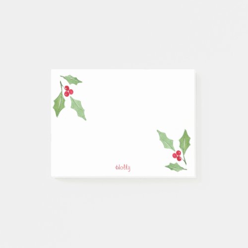 Watercolor Holly Sprig 2 Post_it Notes