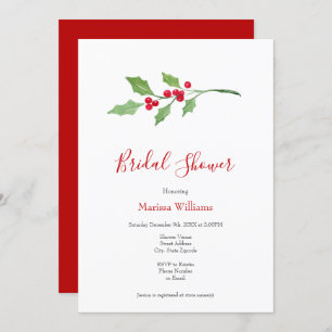 Watercolor Holly Sprig Invitation