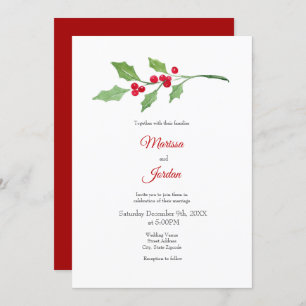 Watercolor Holly Sprig Invitation