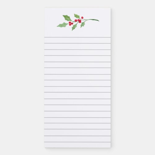 Watercolor Holly Sprig Magnetic Notepad