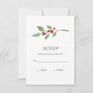Watercolor Holly Sprig RSVP Card