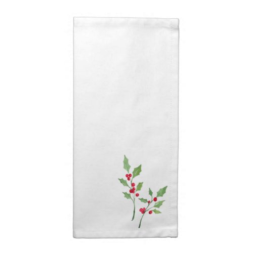 Watercolor Holly Sprigs Cloth Napkin