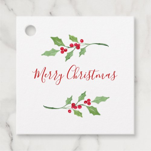 Watercolor Holly Sprigs    Favor Tags