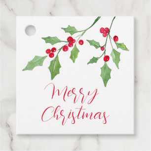 Watercolor Holly Sprigs gift tags
