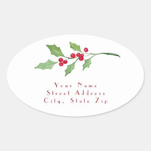 Watercolor Holly Sprigs  labels