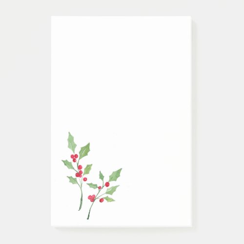 Watercolor Holly Sprigs Post_it Notes