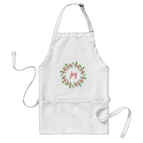 Watercolor Holly Wreath Adult Apron
