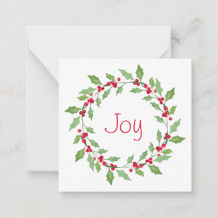 Watercolor Holly Wreath Note Card