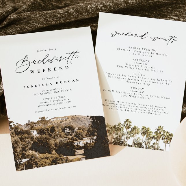 Watercolor Hollywood California Sign Palm Tree Invitation (Creator Uploaded)