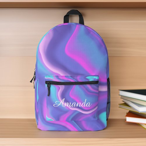 Watercolor Hologram Purple Pink  Abstract Pattern Printed Backpack