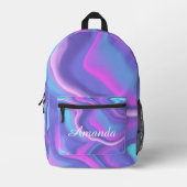 Watercolor Hologram Purple Pink & Abstract Pattern Printed Backpack (Front)