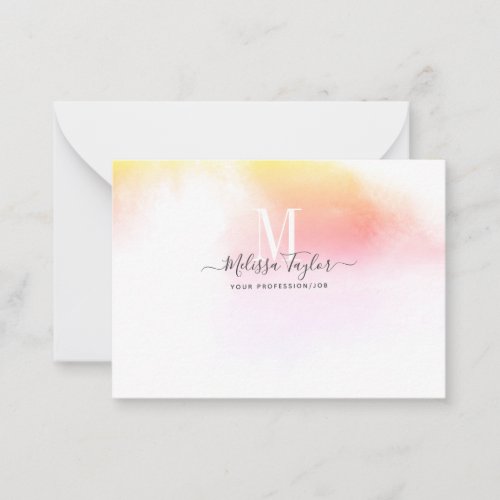 Watercolor Holography Pink and Gold Note Card