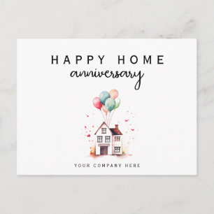 Watercolor Home Balloons Anniversary Postcard