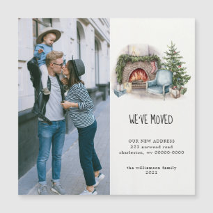 Watercolor Home Holiday Photo  Moving Announcement
