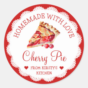 Watercolor Homemade Cherry Pie Food Label